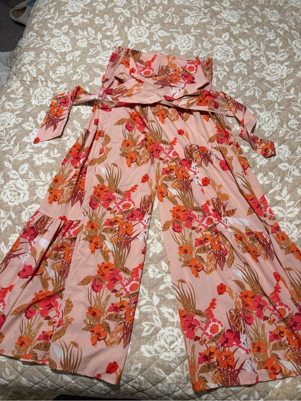 Floral Flare Pants in Blush Pink